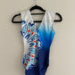 Milano Blue ombre with Orange and green detail with diamantes